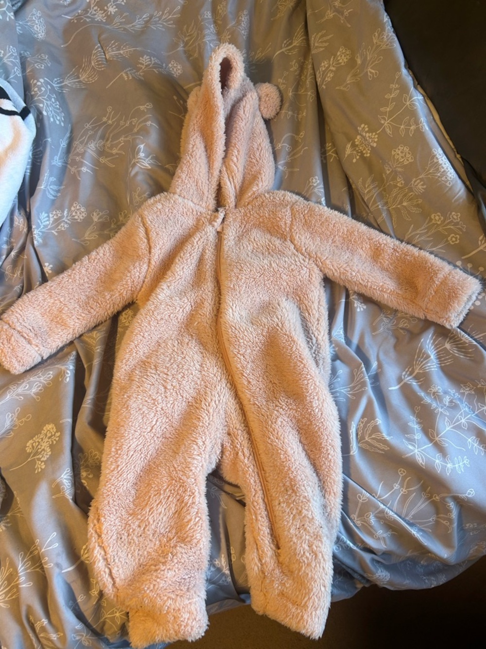 Old Navy Plush Hooded Baby One-Piece in Blush Pink